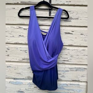 Land’s End Surplice Summer Vacation Swimsuit Tankini Swim Top 16DDD Excellent